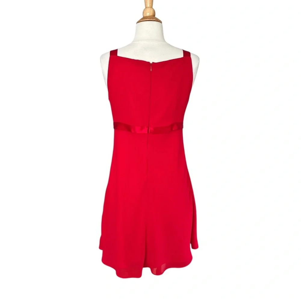Vintage 90s Red Satin Cocktail Mini Dress‎ Scott McClintock USA Made Size 8
